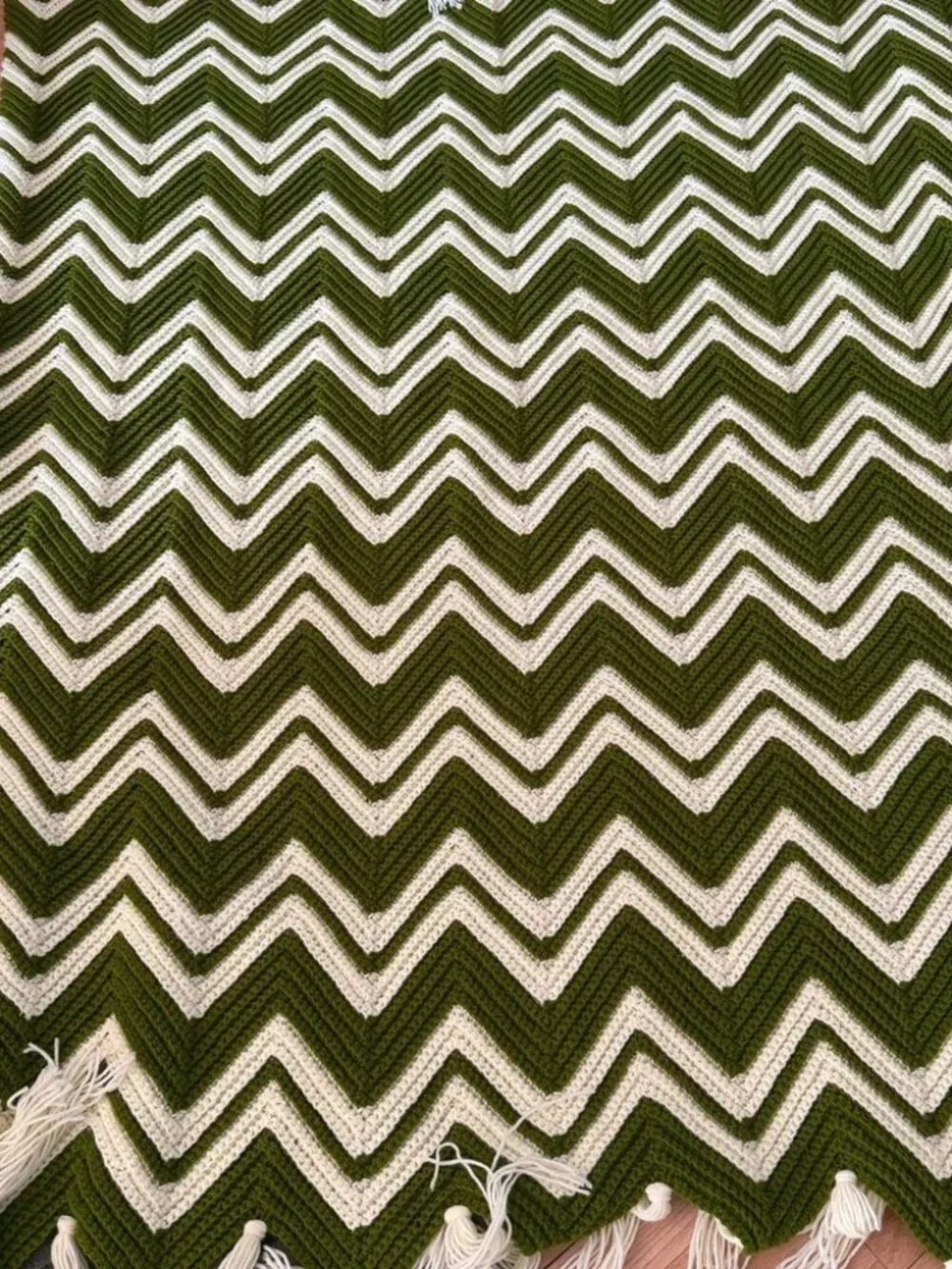 Chevron Pattern Green and White Throw Blanket